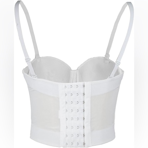ELLACCI White Diamond Chain Mesh Bustier Corset with Detachable Strap - size L - Picture 3 of 5